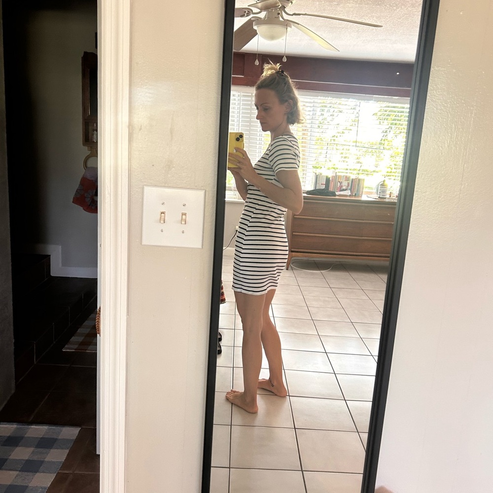 Blue and White Striped Dress